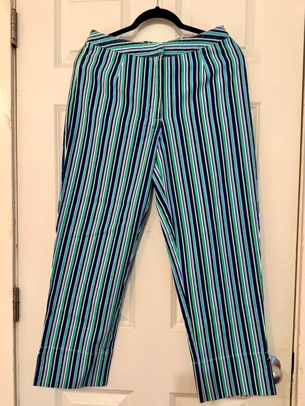 Hannah Anderson Striped Pull-On Pants in Navy, Green & White